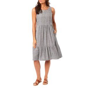 Briggs Ladies' Tiered Linen Blend Sleeveless Dress, Gray